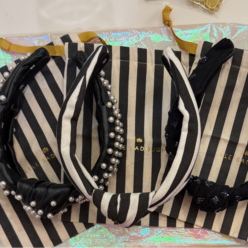 3 Lele Sadoughi Black and White Headbands Set